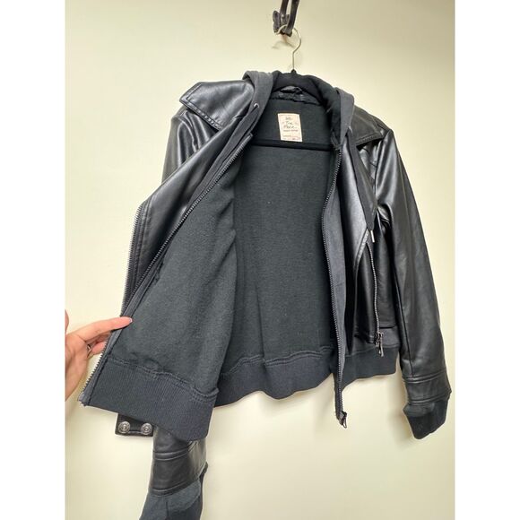 FREE PEOPLE We The Free Hooded Vegan Leather Motocycle Jacket, Sz XS - Picture 4 of 14